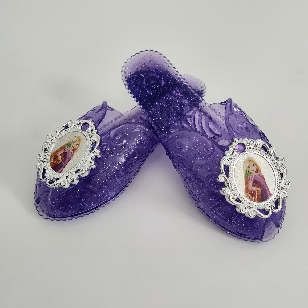 Disney Princess Rapunzel Purple Glitter Jelly Dress Up Shoes Tangled Costume OS